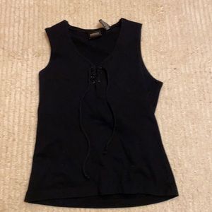 COPY - New York & Company lace up black tank top S